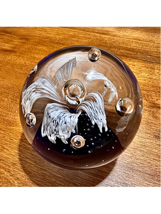 Other - 8. Glass Paperweight Collectible-Murano Blue-White Clear Color